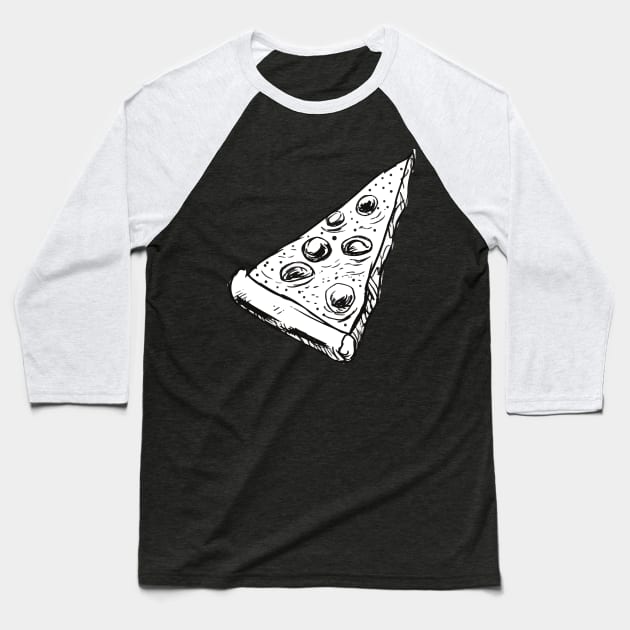 White pizza slice sketch Baseball T-Shirt by InkyArt